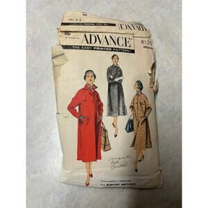 Vintage 1950's Advance Pattern #8120‎ Misses Coat Size Medium Bust 34-36 HTF